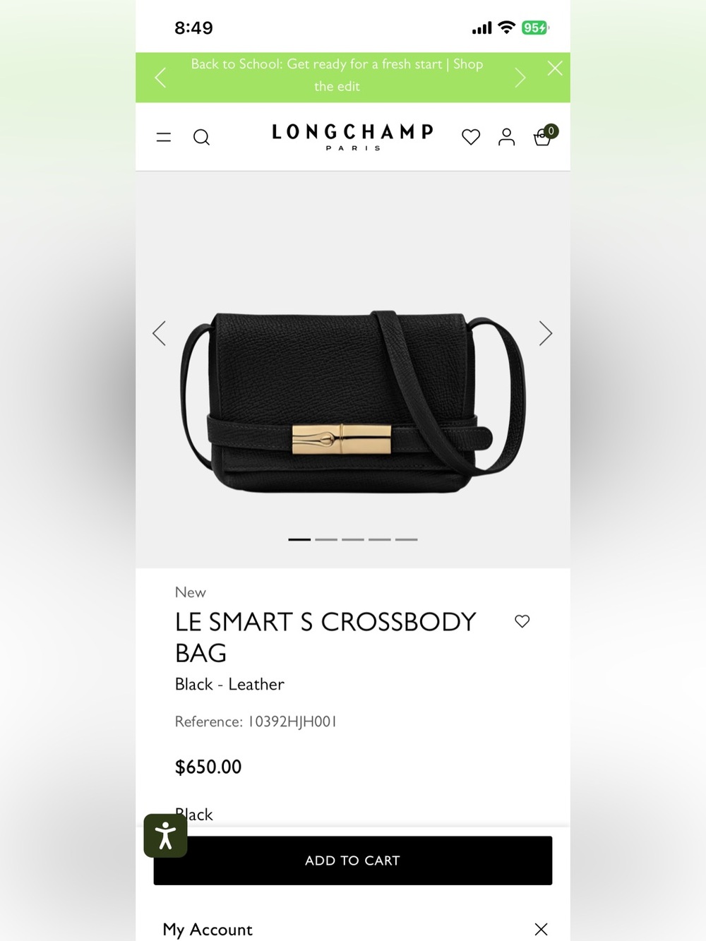 Longchamp Black Leather Crossbody Bag - Sleek Everyday Style - Picture 5 of 5